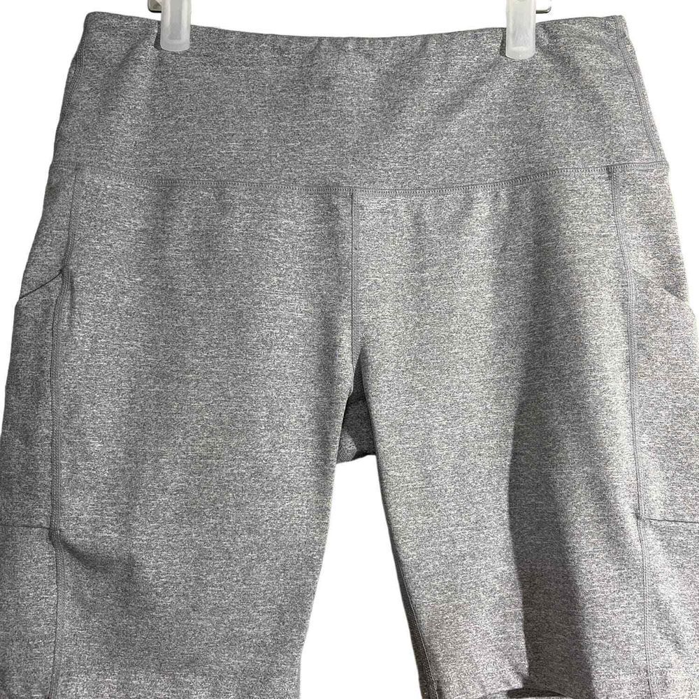 Firm Abs High Waisted Gray Power Gym‎ Shorts Double Side Pockets Women's Size XL - Picture 2 of 7